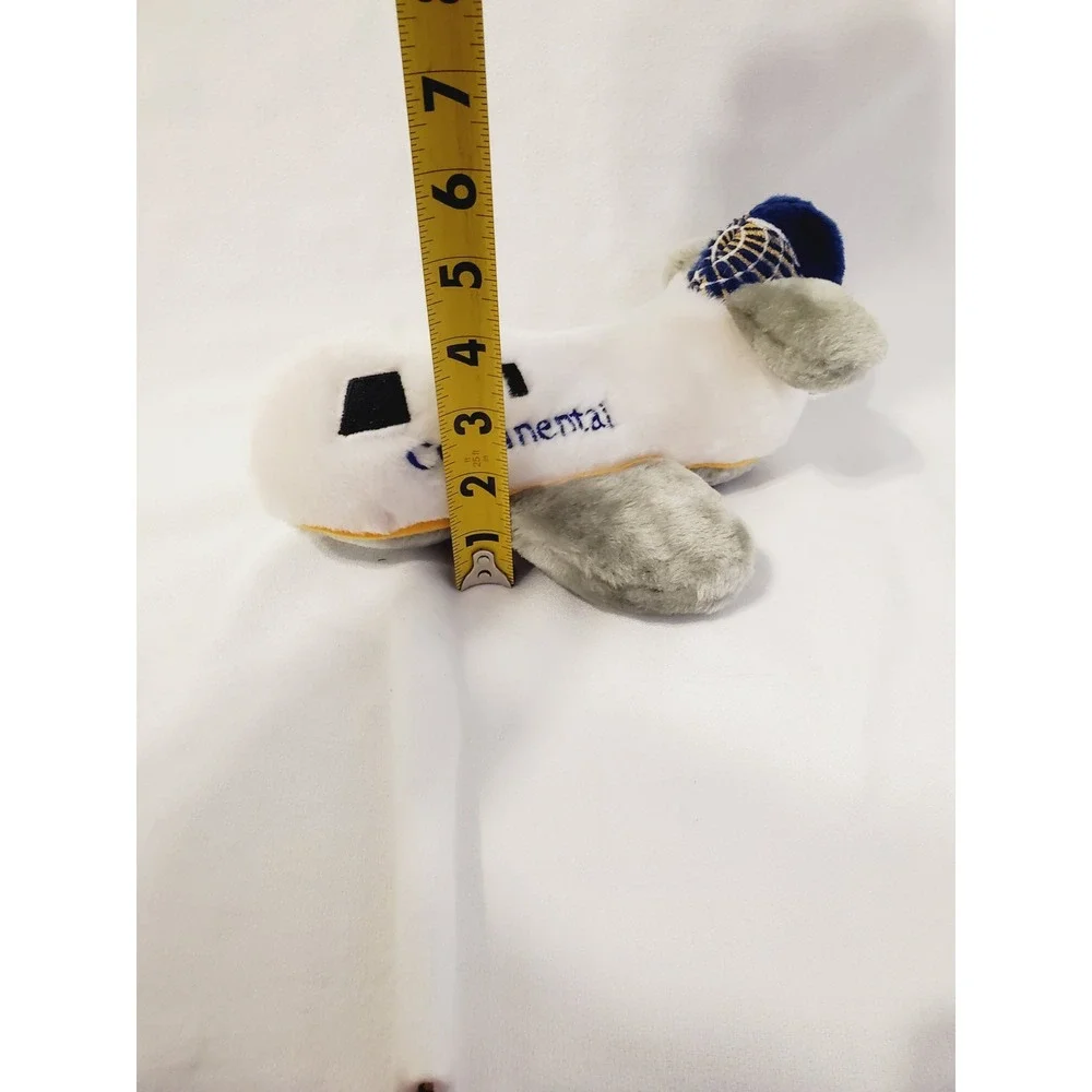 Continental Airlines Plush Airplane Stuffed Toy White Grey Blue Jet PA-8136(RC)